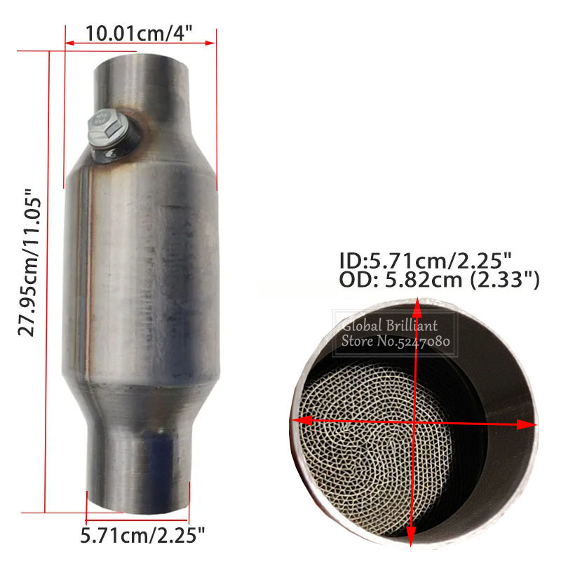 Convertidor catalítico de carrera de núcleo metálico de alto flujo universal de 200 celdas "Euro1 Sport de alto rendimiento: Gris oscuro