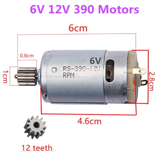 Elektrische Motor Rs 380 390 6V 12V Motor Drive Motor Accessoire Kids Rc Auto Kinderen Rit Op Speelgoed vervangende Onderdelen: 6V390 20000 motor