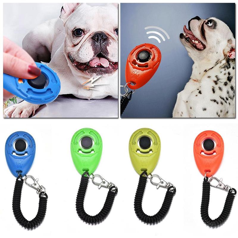 1 Pc animal de compagnie chat chien formation Clicker plastique nouveaux chiens trop sangle poignet aide sifflet clé son formateur clic chaîne outil chien Adjus I1U1