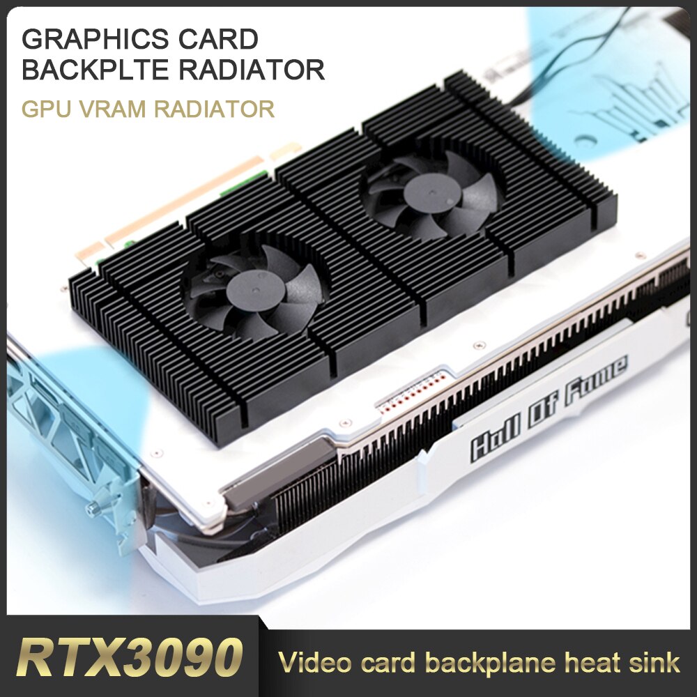Gpu-taustalevyn muistijäähdytin rtx 3090 3080 3070 -sarjan näytönohjaimelle vga vram, alumiinipaneeli + kaksi pwm tuulettimen jäähdytin