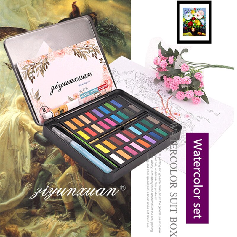 36 Kleuren Solid Aquarel Verf Set Draagbare Metalen Doos Aquarel Pigment Voor Beginners Tekening Aquarel Set Levert