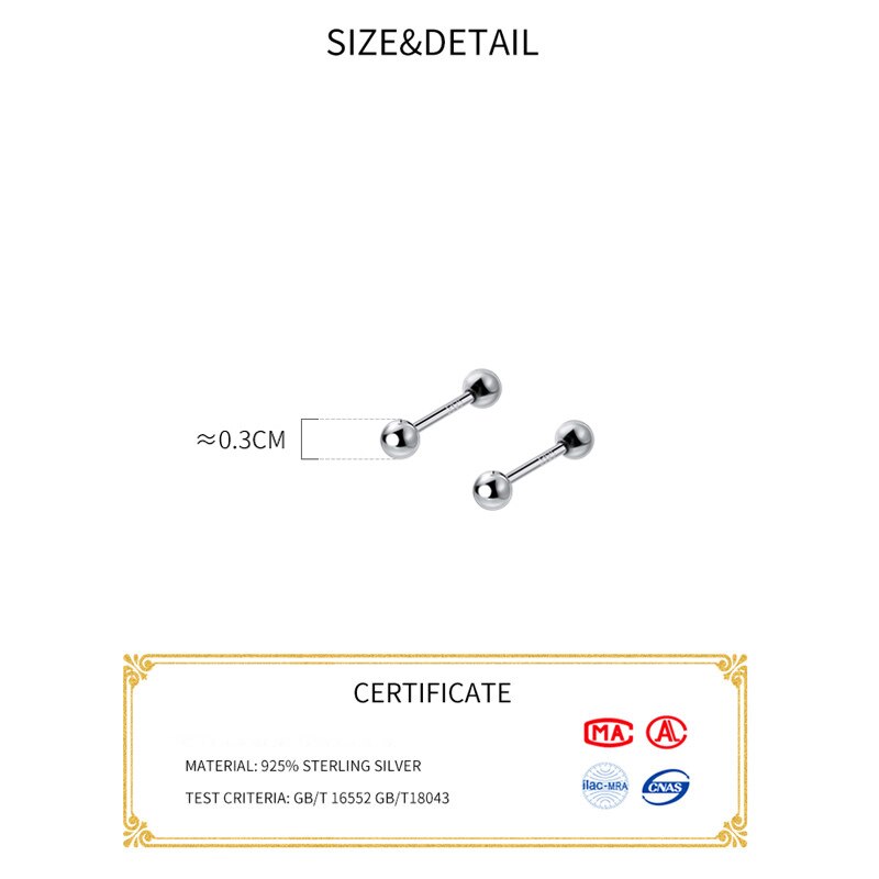 La Monada Round Ball orecchini a bottone da donna argento 925 piccoli orecchini in argento Sterling 925 orecchini da donna minimalisti in argento 925