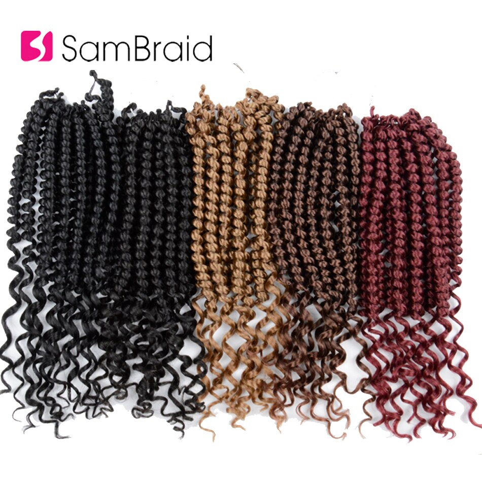 SAMBRAID 12 Inch Senegalese Spring Twist Hair Crochet Braiding Hair 60g/pack Loose Ends Synthetic Hair Extensions 12 roots/pack