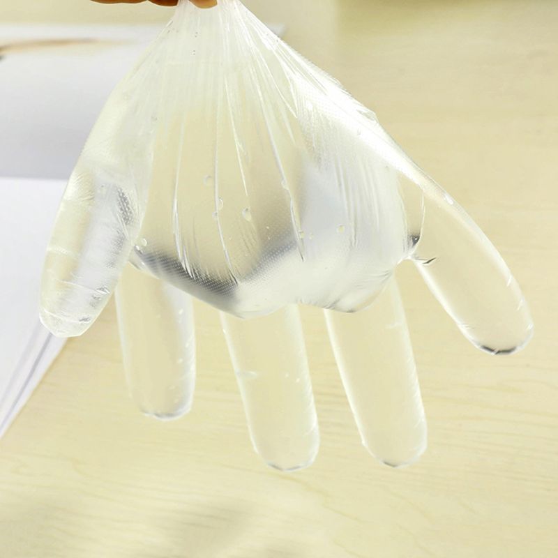 50/100Pcs Voedsel Wegwerphandschoenen Pe Plastic Sterke Sanitaire Handschoenen Voor Restaurant Keuken Bbq Groente Fruit Handschoenen C42