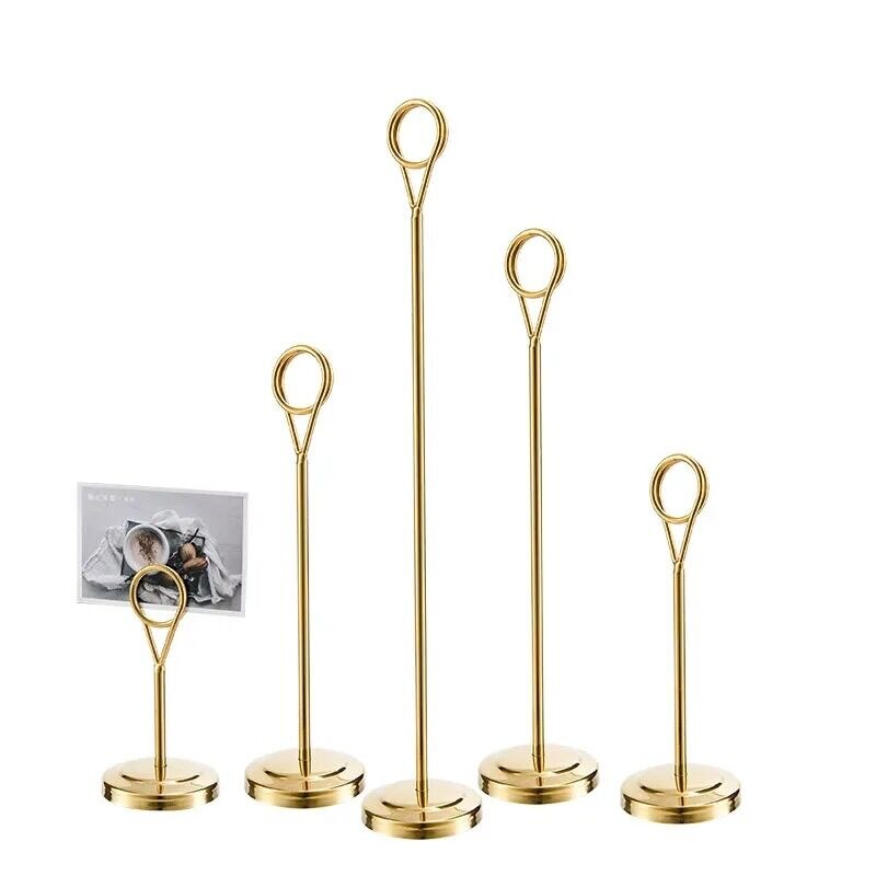 Rustfrit stål bord nummer holder sted kort holder bord billede holder tråd foto holder klip menu memo note stand