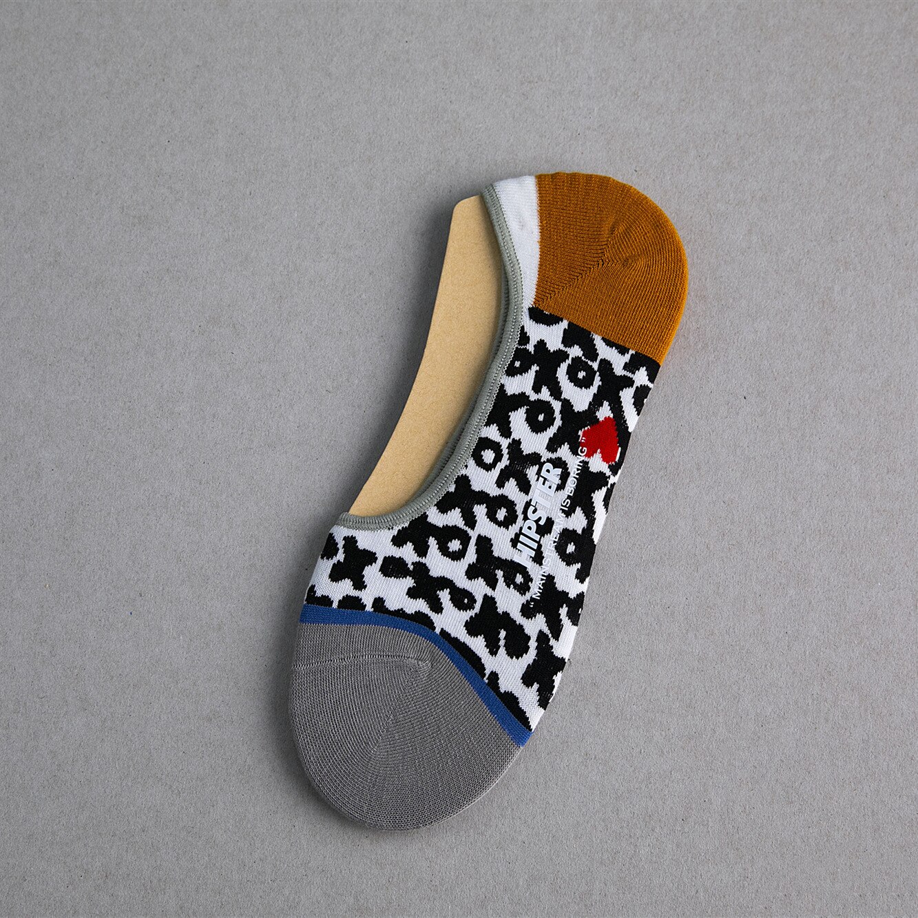 Lente En Zomer De Originele Retro Tint Persoonlijkheid Jacquard Onzichtbare Sokken Slippers Liefhebbers Silicagel Antislip Boot sokken: Oranje