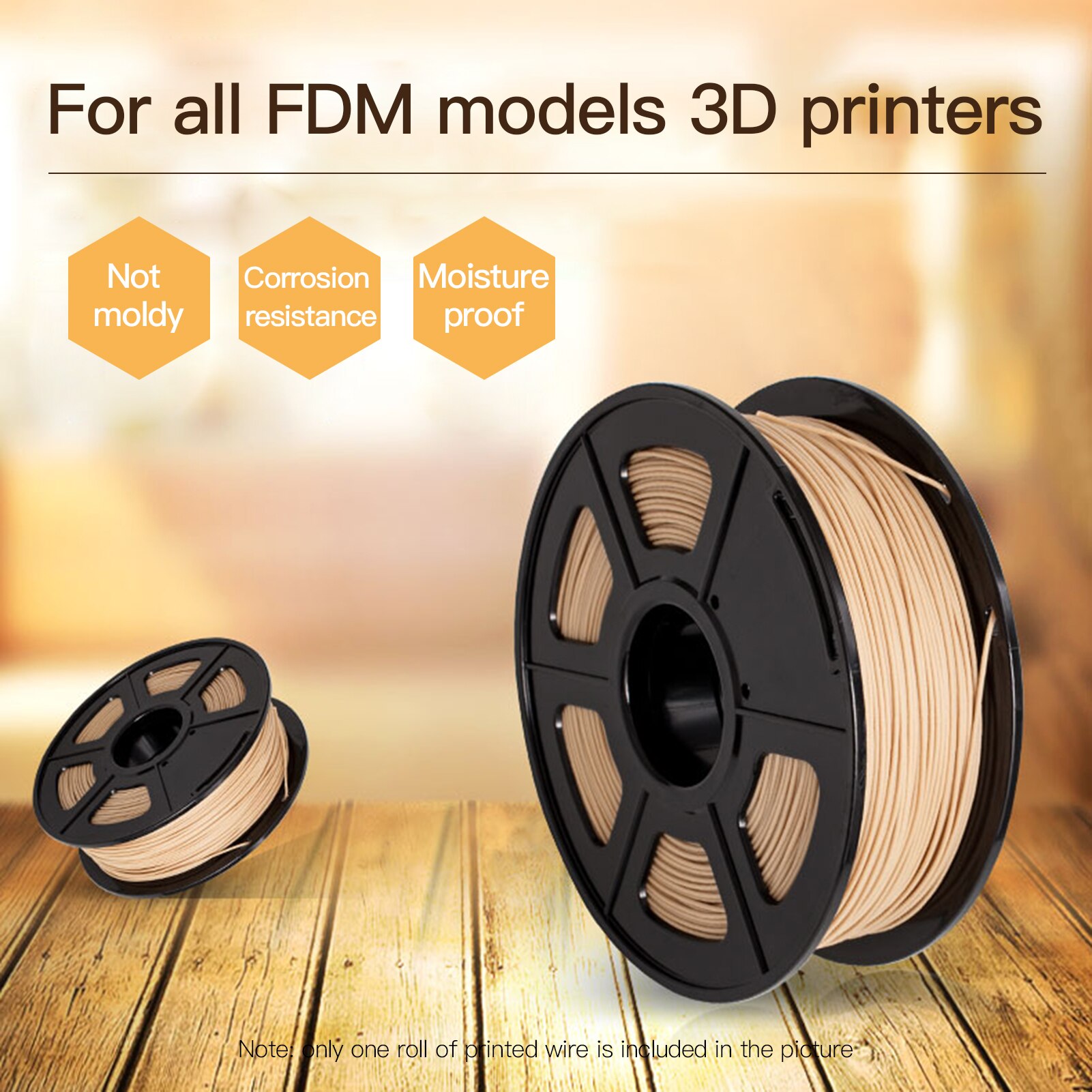 SUNLU Wood 3D Printer Filament PLA Filament 1.75mm Dimensional Accuracy +/- 0.02mm 1kg(2.2lbs) Spool