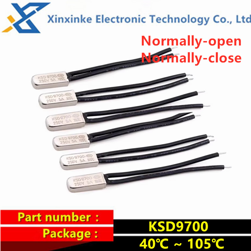 10PCS Metal KSD9700 Temperature Control/Temperature Switch Controller 5A Normally Open/Close 40℃ ~150℃ Thermal Protector