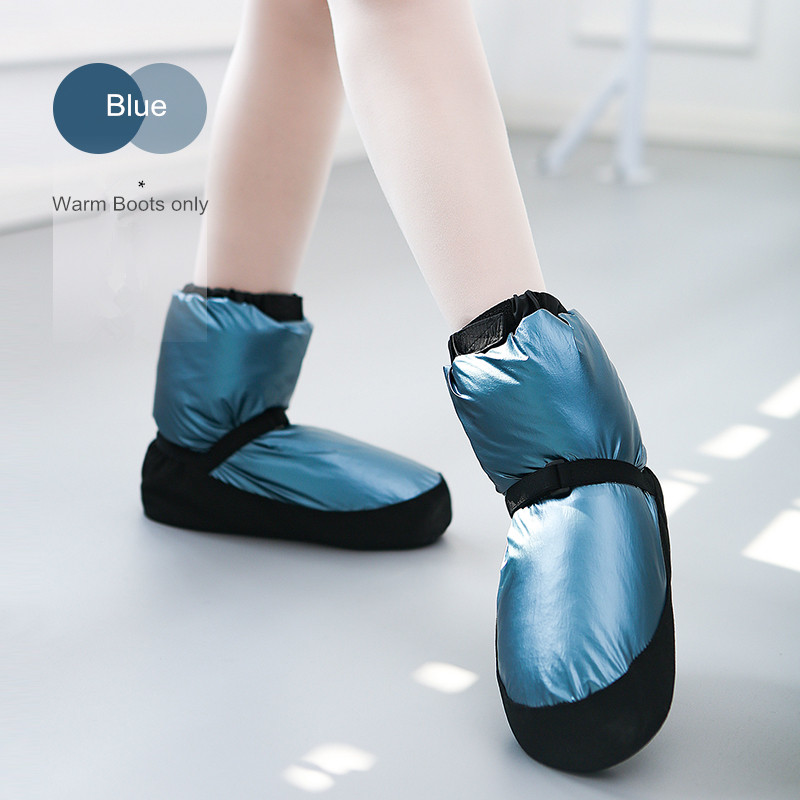 Warm-up Winter Dance Stiefel Weichen Sohlen Training Frauen Ballett Schuh Warm Up Booties Ballerina Mädchen Punkt Emboridery Tanzen schuhe: L / Blau