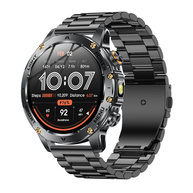 Męnarty Smartwatch na wolnym powietrzu AK87 Latarka Multifunkcyjny naganiacz zwierza zdatność Połączenia Bluetooth Duża Bateria 1000mAh Smartwatch