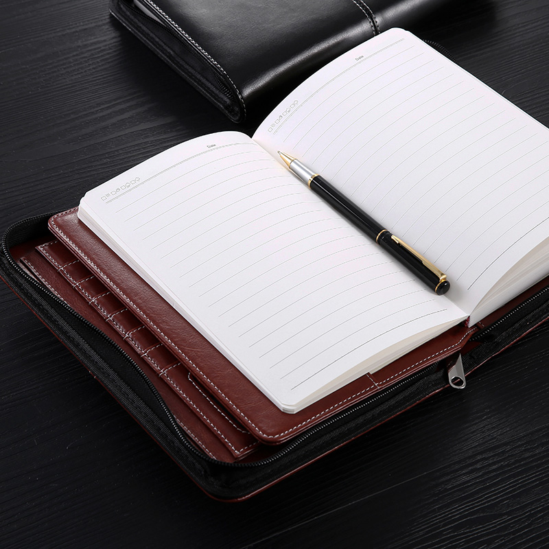 cute weekly A5 planner agenda organizer notebooks PU leather zipper notebook with lift handle refill writing pad 1289