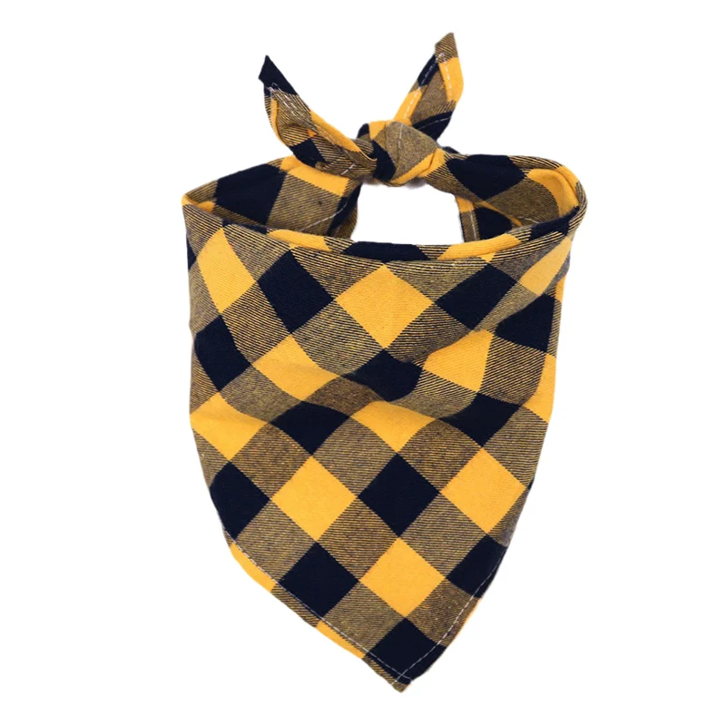 Bavoirs en coton pour grands chiens, Bandana pour chiens de taille moyenne et grande, écharpe triangulaire classique à carreaux pour animaux de compagnie, Golden Retriever, accessoires pour animaux de compagnie: L / Bleu