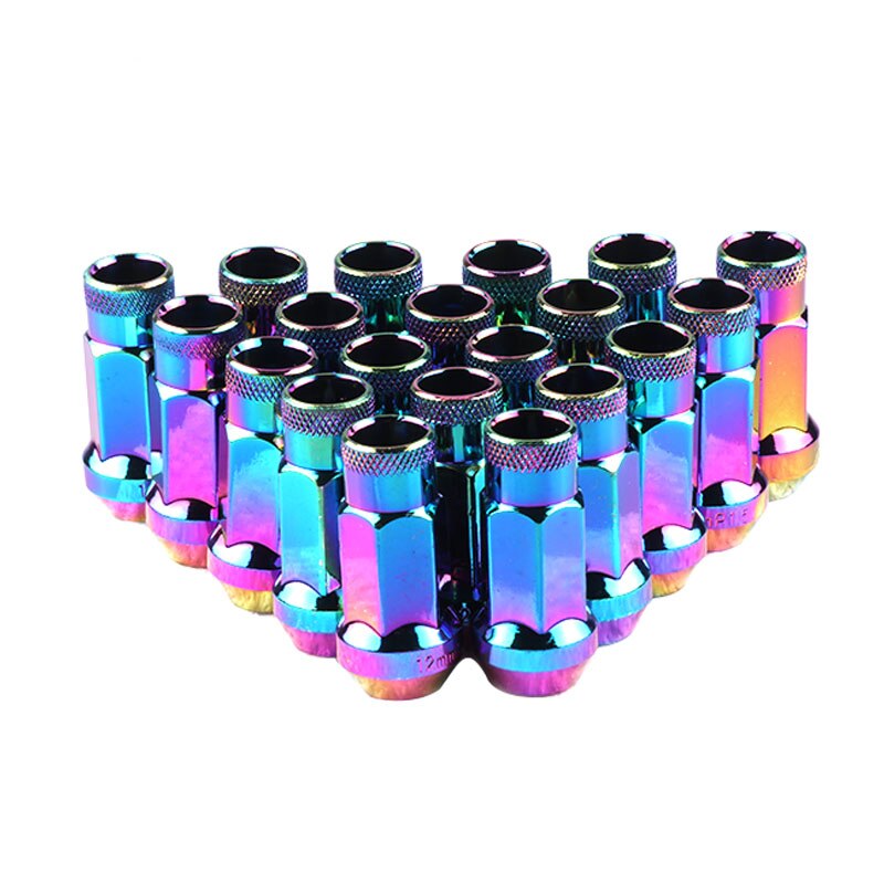 20Stck Rennen Rad STAHL MUTTERN ERWEITERT RÄDER Tuner schleppen Nüsse offen Ende: Neochrome / M12x1,