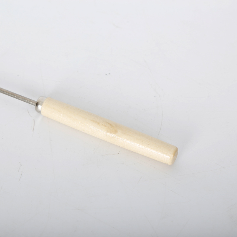 10 stks/set Rvs Barbecue Spiesjes 34cm Houten Handvat BBQ Platte Prikstokken Outdoor Party Sharp Tip Barbecue Gereedschap h4