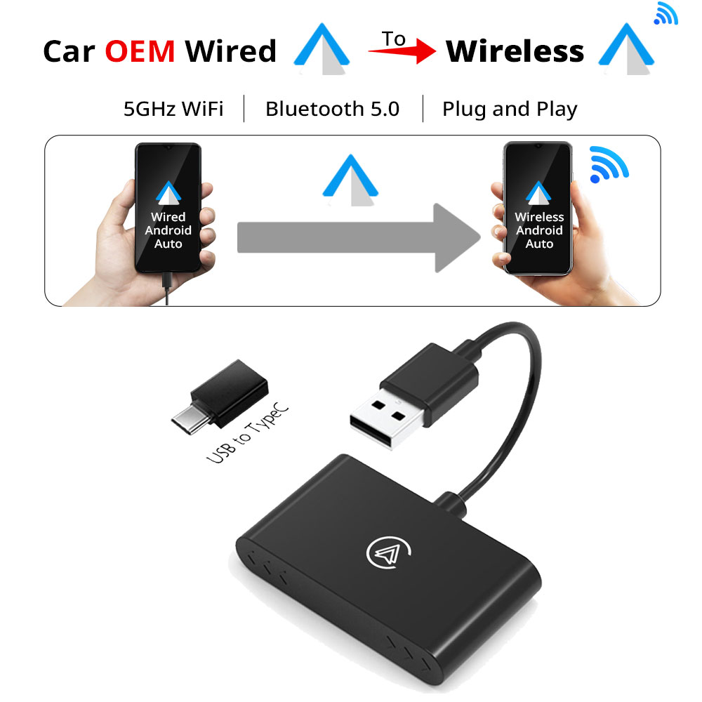 Wireless CarPlay Adapter Wired to Wireless Carplay For Apple/USB A/Type-C Dongle Plug And Play USB Connection Auto Car Adapter: GRAY