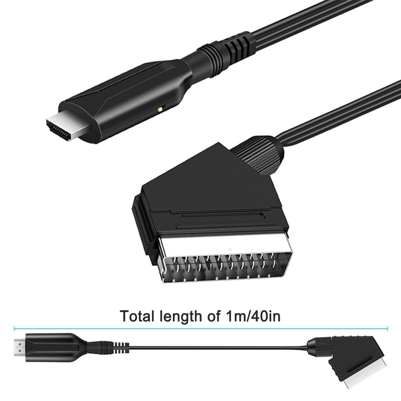 Hdmi-Compatibel Naar Scart Converter Met 1M Kabel, scart Out Hdmi-Compatibel In 720P/1080P Switch Av Adapter Voor Hdtv 87HC