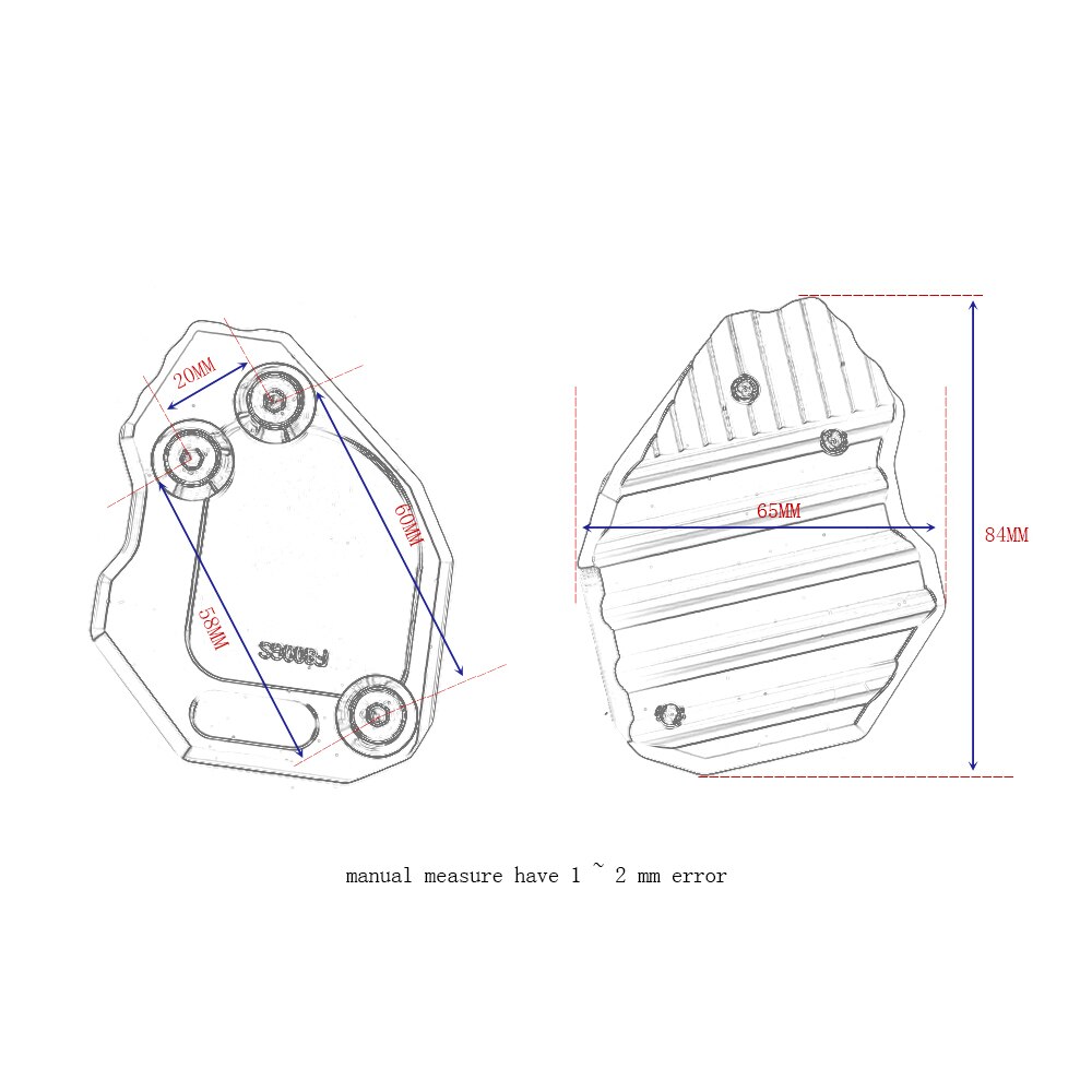 Extension en aluminium de béquille de plaque d'agrandissement de support latéral de moto de CNC pour BMW F800GS 08-16