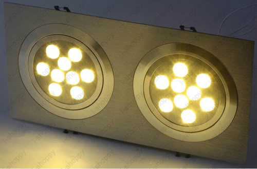 High Power 6W/10W/14W/18W/24W Rectangle LED Ceiling Light Fixture Dual-Head Lamp Dimmable/Not Living Room Silver Shell