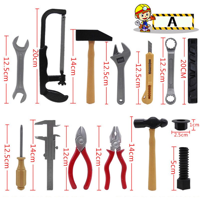 14Pcs/set Simulation Repair Drill Tools Toys For Boys Pretend Play Model DIY Tool Play House Garden Toy Kit Children