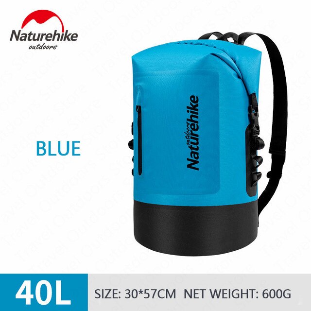Bolsa seca impermeable de 20L, 30l y 40L para kayak de navegación, pesca descenso de ríos, natación, snowboard flotante, Camping, mochila para exteriores: 40L Blue