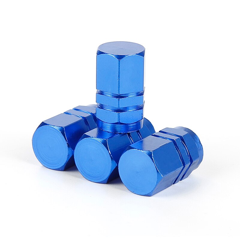 4pc/set Auto Car Tire Valve Stem Caps 4pcs Bolt-in Aluminum Theft Proof Valve Caps Car Wheel Tires Valves Tyre Stem: Blue