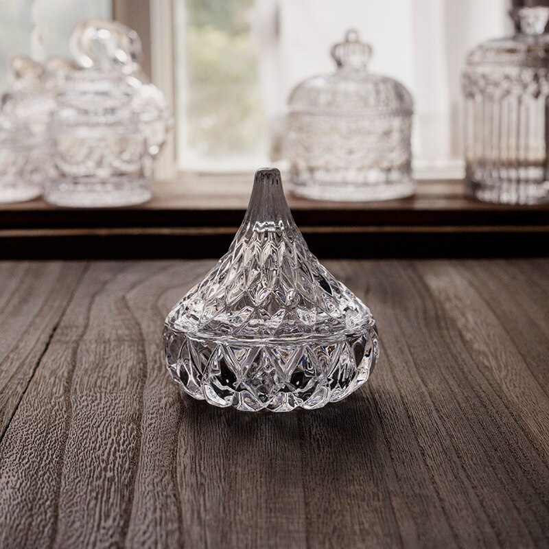 Luxe Kristal Wattenstaafje Box Gouden Vlinder Glazen Pot Snoep Jar Horloge Opbergdoos Glas Container Organizer Home Decor: F