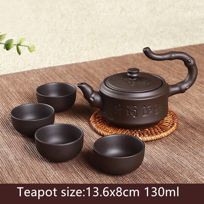 5 Stks/set Chinese Yixing Paarse Klei Thee Sets Xishi Theepot Handgemaakte Ketel Master Theekopjes Authentieke Huishoudelijke Theewaar Drinkware: P