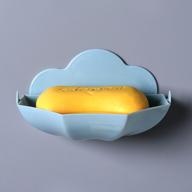 1Pc Cloud Zeephouder Wall Mounted Opknoping Badkamer Douche Zeepbakje Douche Platen Zeep Opslag Afvoer Plastic Zeepbakje rack: B