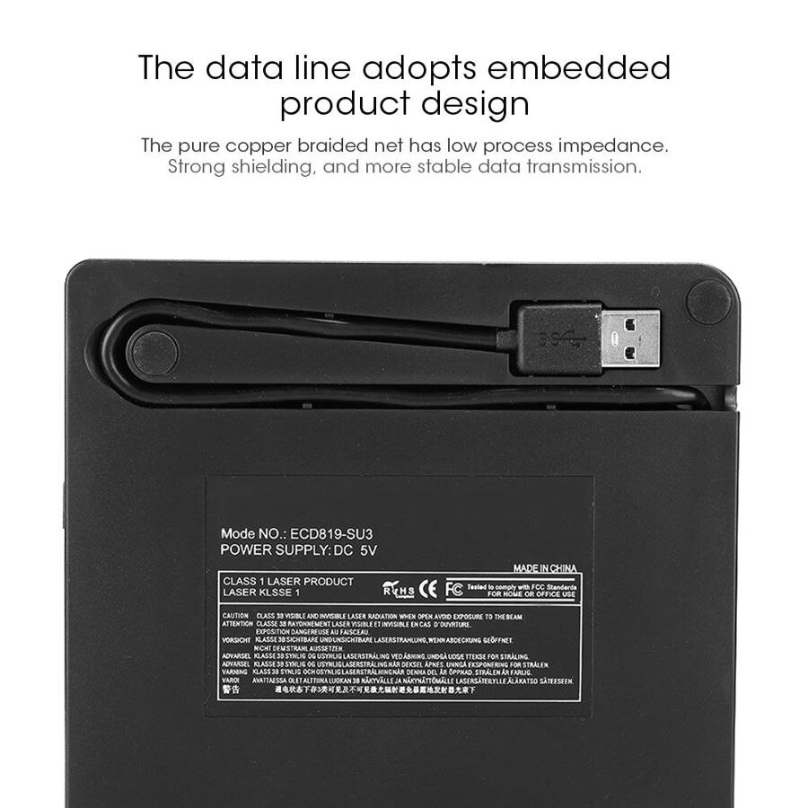 Usb 3.0 dvd-brander met aluminium behuizing, externe optische schijven voor desktop-notebookcomputers