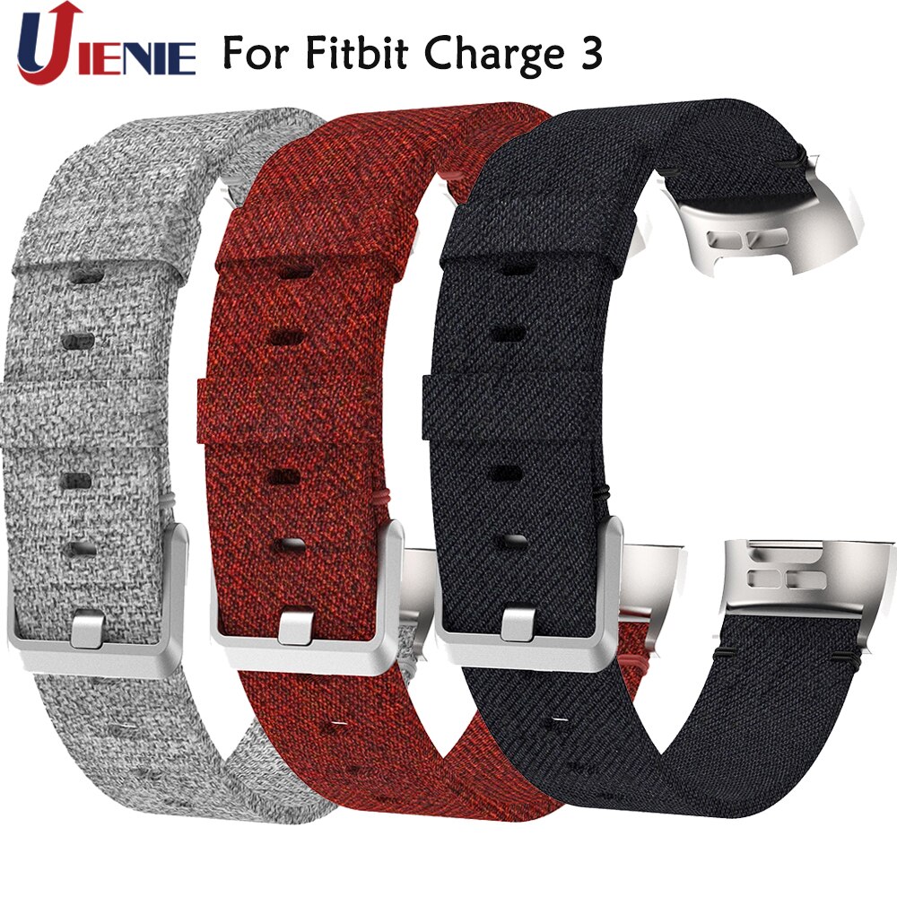 Geweven Doek Stof Horlogeband Wrist Band Bandjes voor Fitbit Lading 3 Smart Armband Band Sport Vervanging Polsband Bandjes