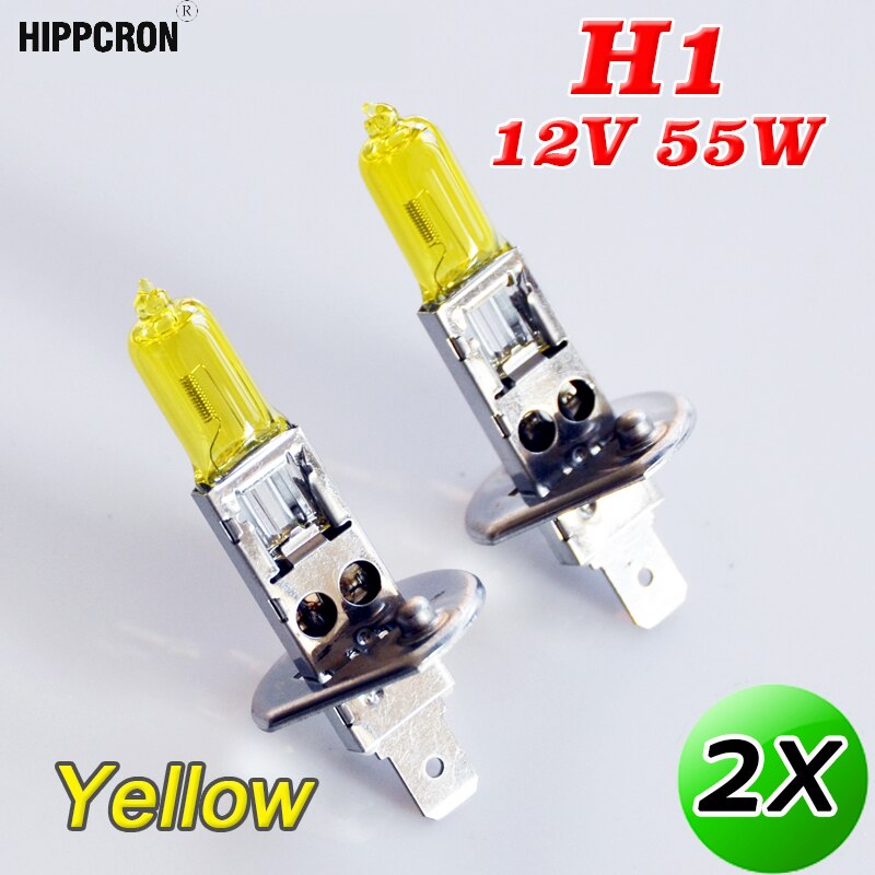 Hippcron 2 stks H1 Halogeenlamp Geel 12 v 55 w 3000 k Xenon Bright Quartz Glas Auto Koplamp Fog licht Auto Lamp