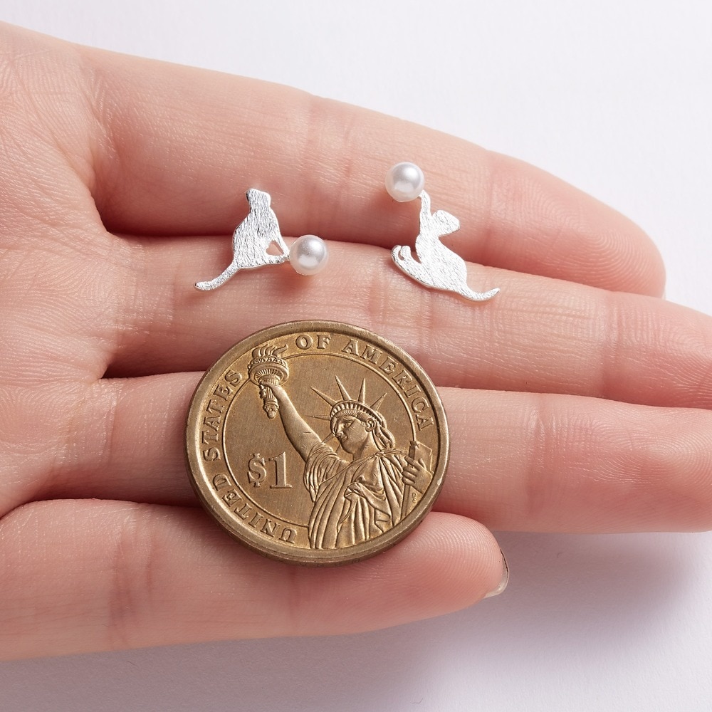 Pendientes de gatito de cristal brillante para mujer y niña, aretes de gato de acero inoxidable, accesorios de joyería, ,