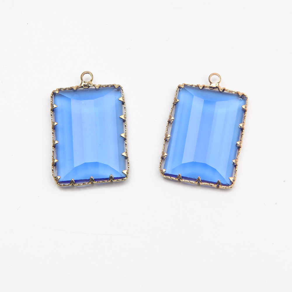 Rechthoek Facet Glas Bedels Voor Sieraden Maken Ketting Hangers Bevindingen Levert Diy Accessoires 19*26Mm: M / Blauw