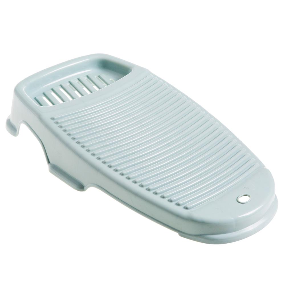 Clothes Washing Board Plastic Thicken Washboard with Soap Holder Box Bathroom Kid Clothes Cleaning Laundry Scrubbing: Blue