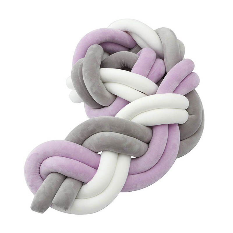 1.5M Geknoopt Twist Touw Handgemaakte Barrière Braid Knot Kwekerij Voor Kind Wieg Hek Cot Rail: purple white grey