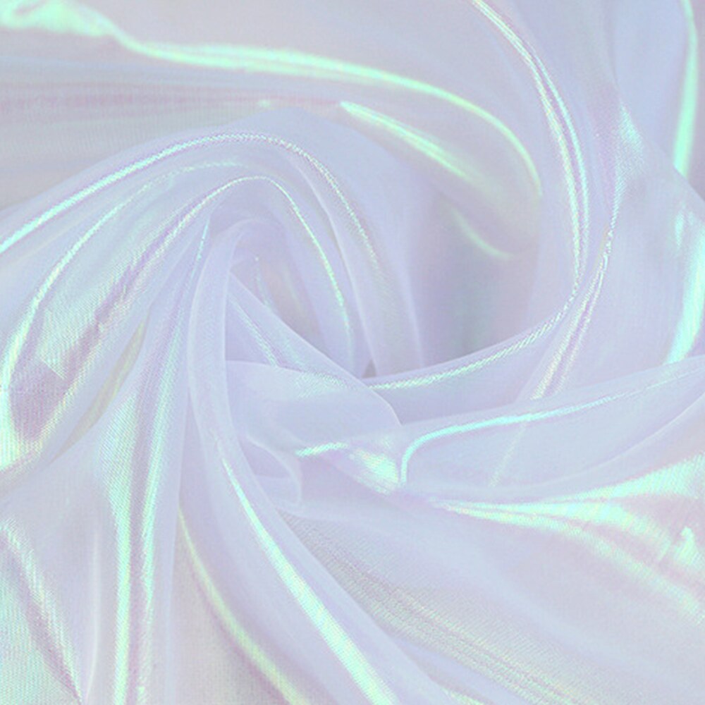 Gaze en soie colorée 1 mètre, tissu holographique Transparent pour décoration de scène et de mariage: 10