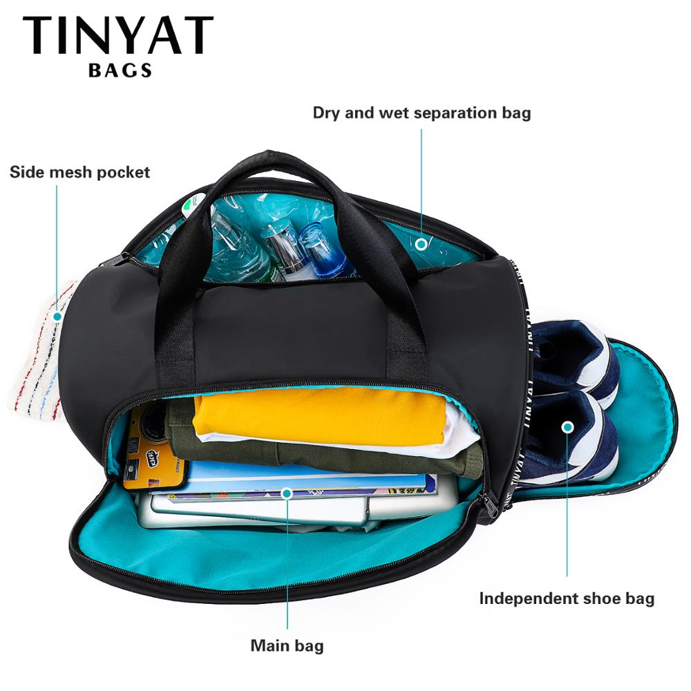 TINYAT Große Kapazität Männer Reisetasche PU Seesack Sporttasche Wasserdichte trennen Schuhe Tasche Wochenende Taschen für Männlichen T3001