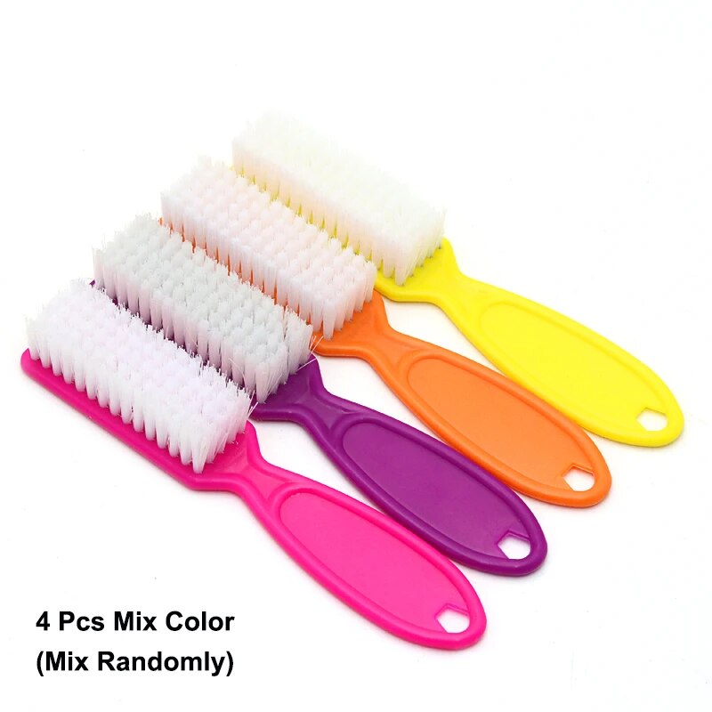 4/6/12 Uds cepillo de limpieza de uñas de Color mango de plástico agarre cepillo multifuncional limpieza fregado pedicura para manicura de dedos de los pies: Rojo