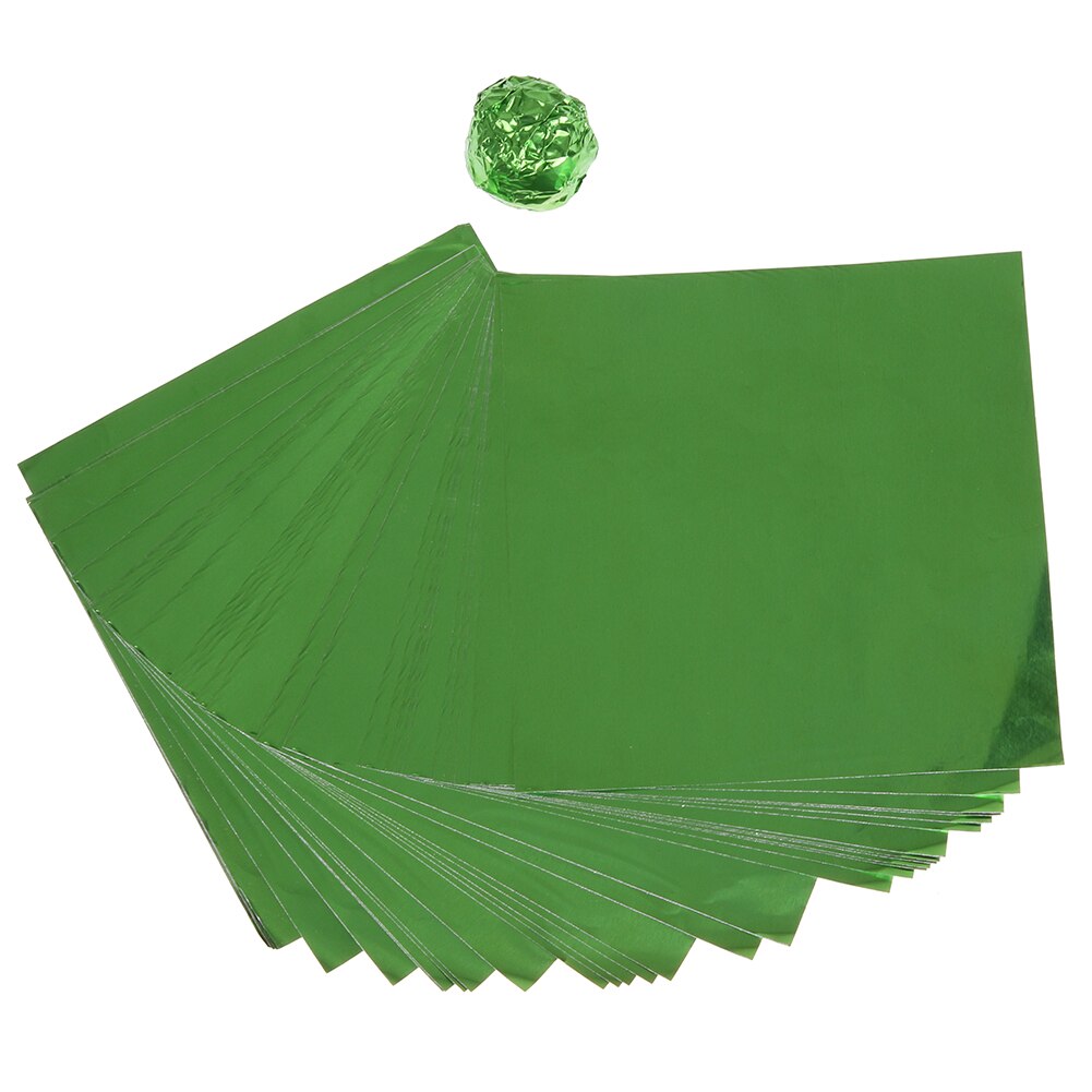 100 Stks/set Aluminiumfolie Snoep Pakket Papier Chocolate Candy Diy Pakket Papier Kunst Ambachten Papier 10X10cm E5M1: green