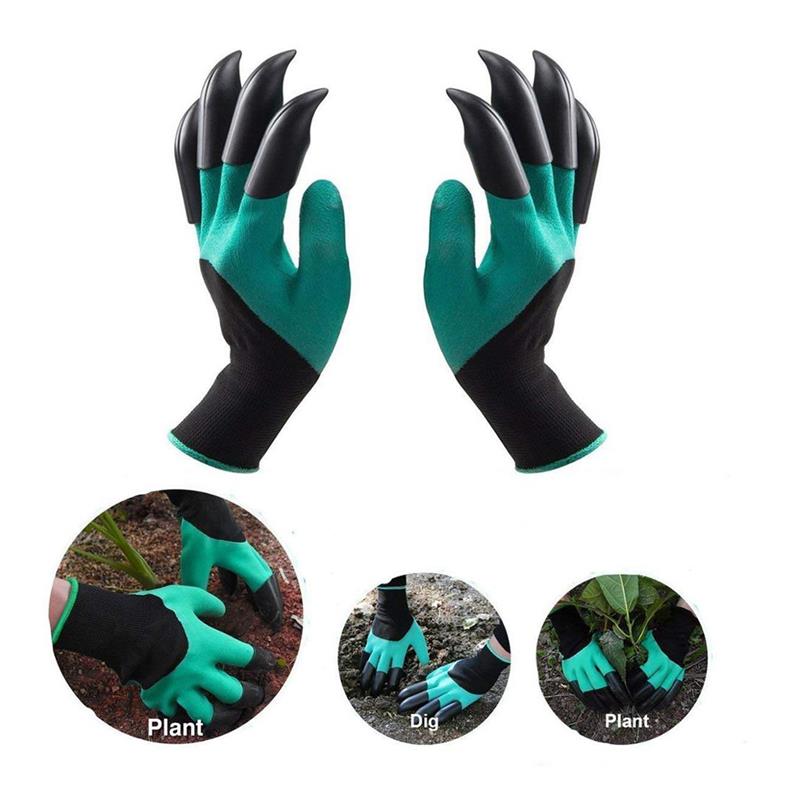 Guantes de jardín con garras, manoplas de goma de plástico ABS para jardinería, excavación, plantación, producto duradero para el hogar, 1 par
