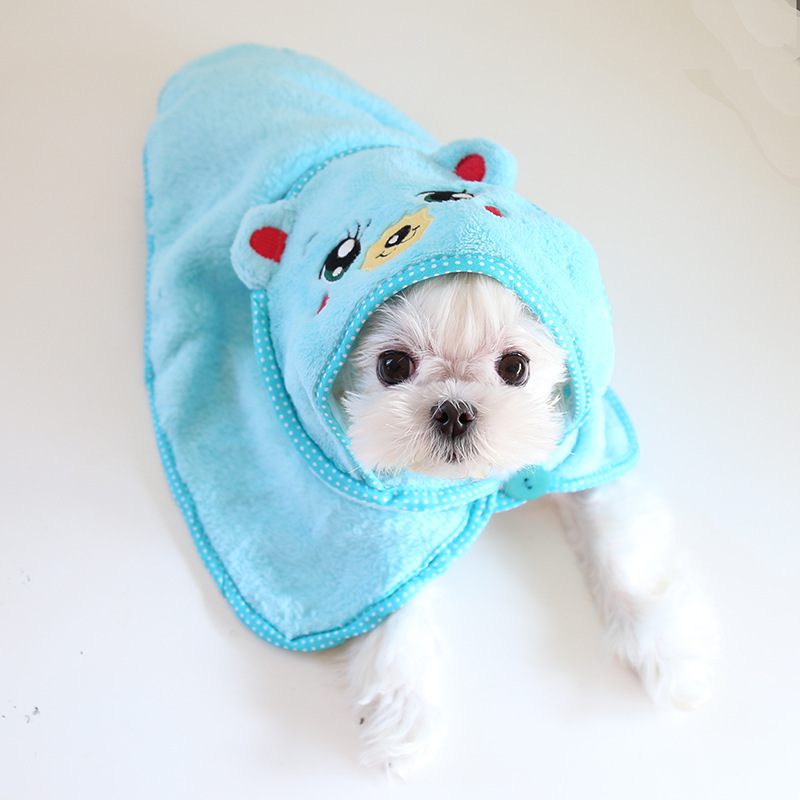 Mignon chien chat bain à capuche cape serviette peignoir pour animaux de compagnie doux polaire intérieur pyjamas Manta Mascotas Chihuahua Yorkshire couverture produits
