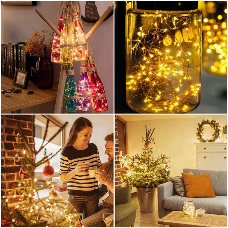String Led Wine Bottle Lights With Cork 20 LED Fairy Lights String Lights for Party Christmas Wedding Bar Decor Garland