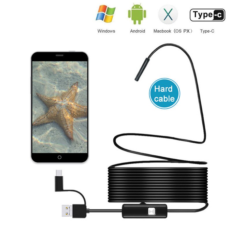 3 in 1 5.5mm USB Endoscoop Camera Android Endoscoop Met 6 LED Waterdichte Inspectie Borescope Voor Android PC Type C Endoscoop