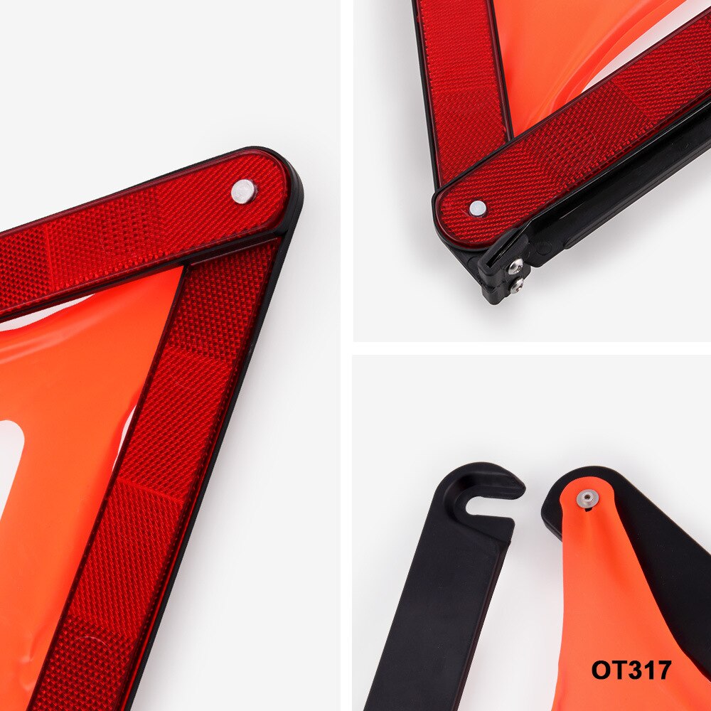 2 Pack Foldable Warning Triangle Emergency Warning Triangle Reflector Safety Triangle Kit with Storage Case