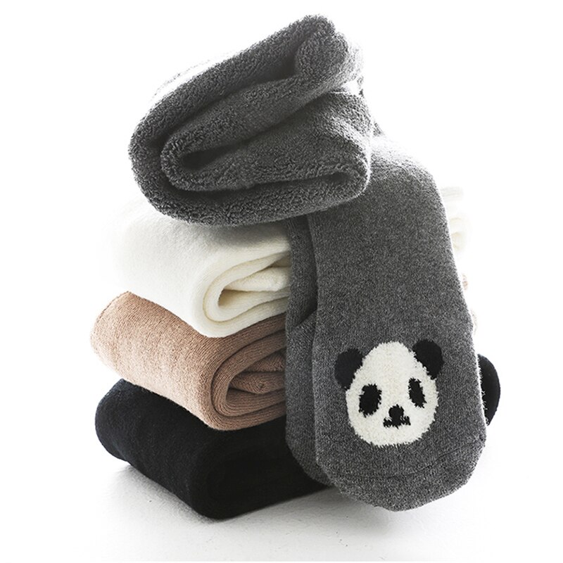 Winter Panty Voor Meisjes Kinderen Kousen Panda Dik Katoen Warme Panty Effen Kleur Baby Kleding Hoge Elastische Strakke