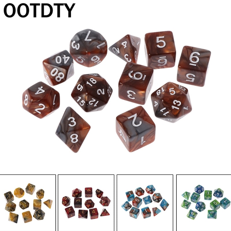 11 pièces/ensemble dés perles D4 D6 D8 D10 D12 D20 dés latéraux pour RPG mdn D & D