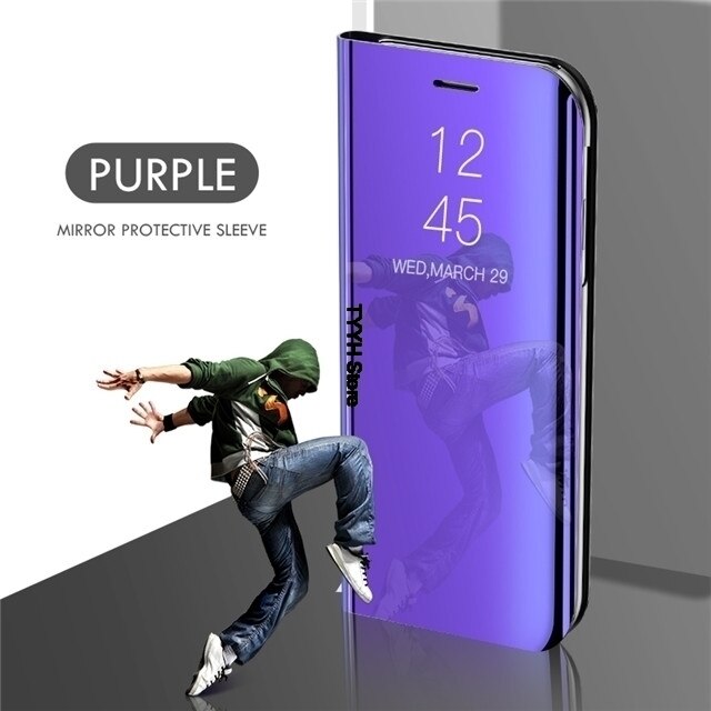 Luxury Smart Mirror Case For Huawei Y8P Cases Fundas Flip Cover For Huawei Y8P Y8 P Y 8P AQM-LX9 AQM-LX9N Phone Case Etui bags: Purple blue