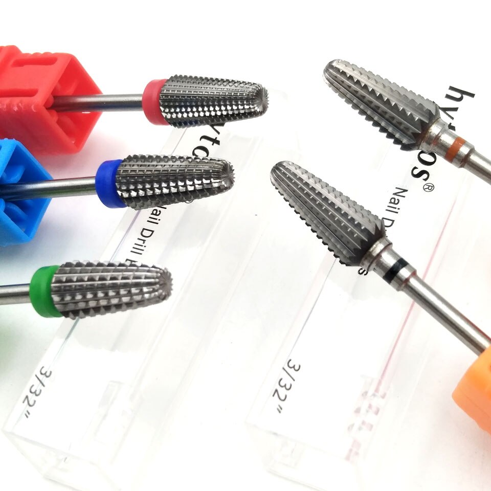 Brocas de carburo de tungsteno HYTOOS Tornado, brocas para manicura de 3/32 ", accesorios para taladro eléctrico, lima de uñas, herramientas de corte de fresado