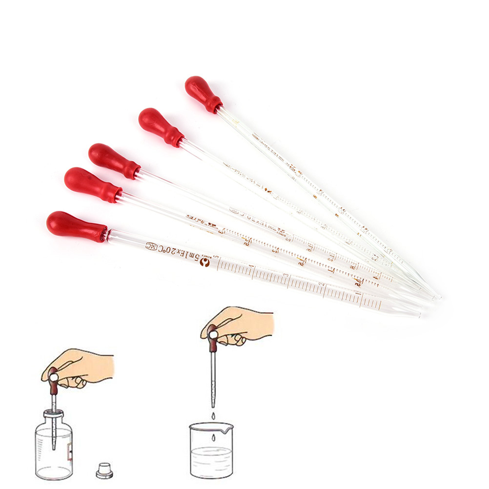1pc Glass Graduated Pipette with Rubber Bulb Lab Chemistry Dropper Dispensing 0.5ml 1ml 2ml 3ml 5ml