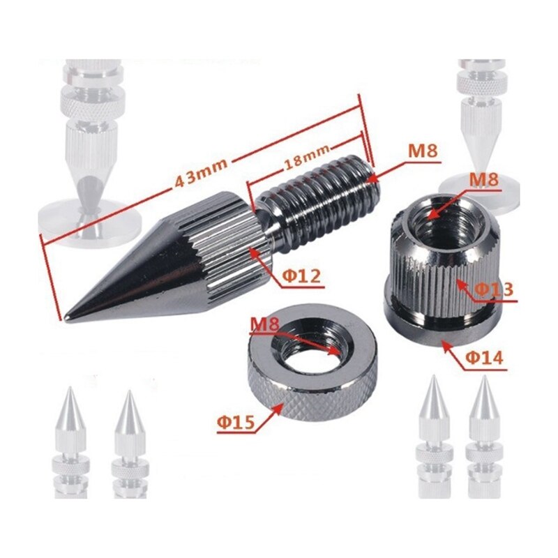 4 paia Mini altoparlanti Audio portatili punte M8X43 kit di riparazione altoparlanti Stand Shock Pin fai da te per sistema Audio Home Theater
